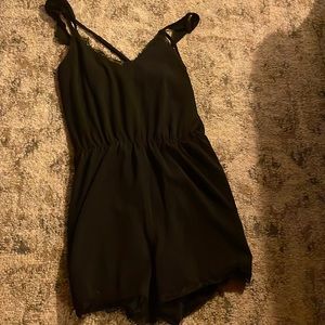 Black lace lined romper